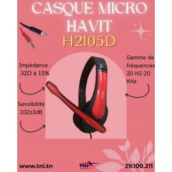 CASQUE MICRO HAVIT H2105D NOIR